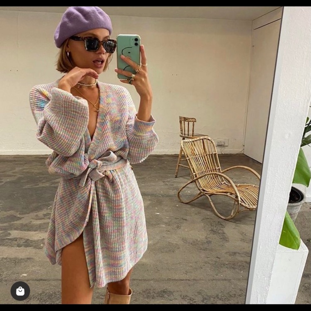 Never Fully Dressed Rainbow Knit Wrap Dress